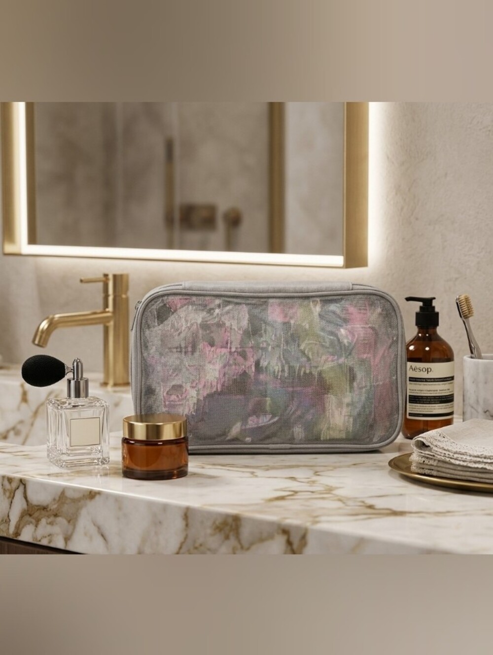 Silver Mesh Toiletry Bag